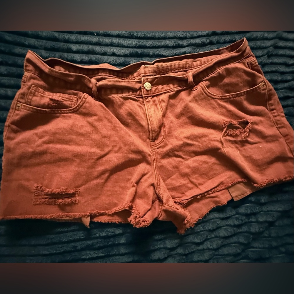 Old Navy Women's Distressed Maroon Denim Shorts